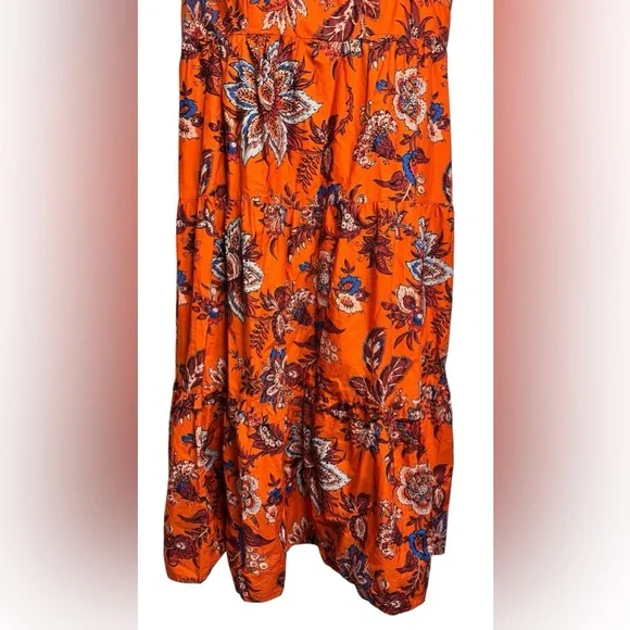 RHODE x Target Leafy Floral Print Tiered Midi Dress Orange Womens  XXL - Picture 7 of 11